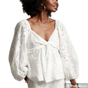 Banana Republic White Twist Front Relaxed Blouse
